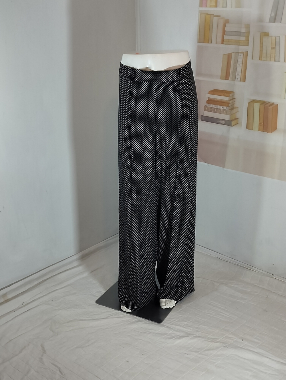 Elle Black with White Dot Wide-Leg Pants